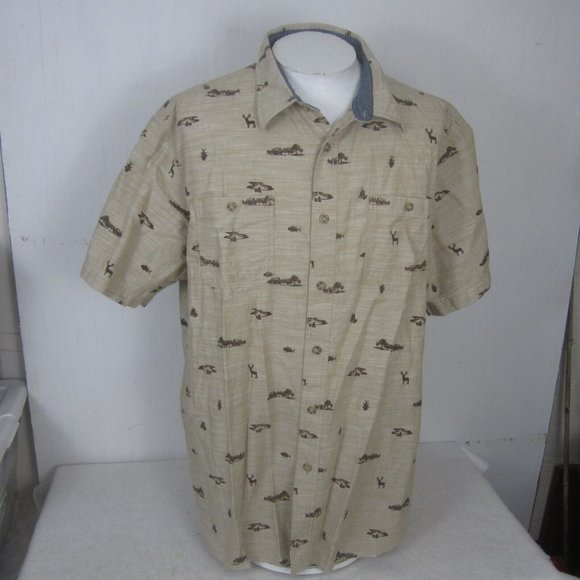 Outdoor Life Men shirt s/s p2p 28" hunting deer camping 2 pocket fishing cotton - Picture 3 of 12